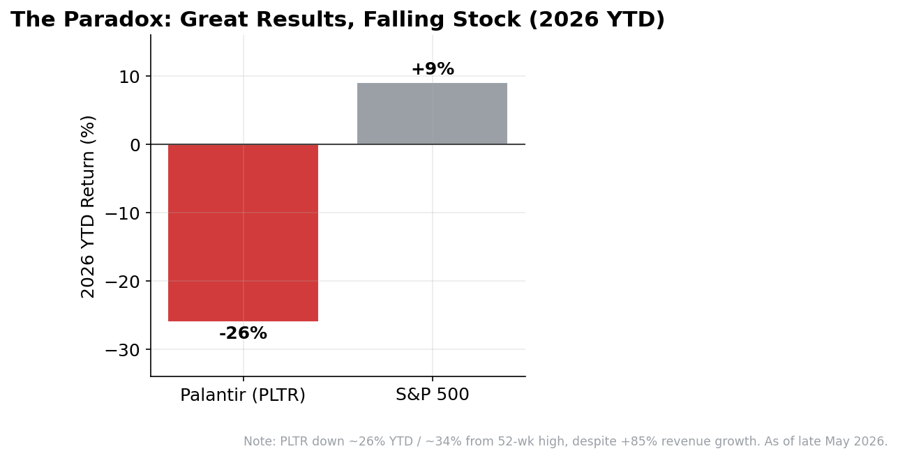 2026 YTD 수익률 PLTR vs S&P500
