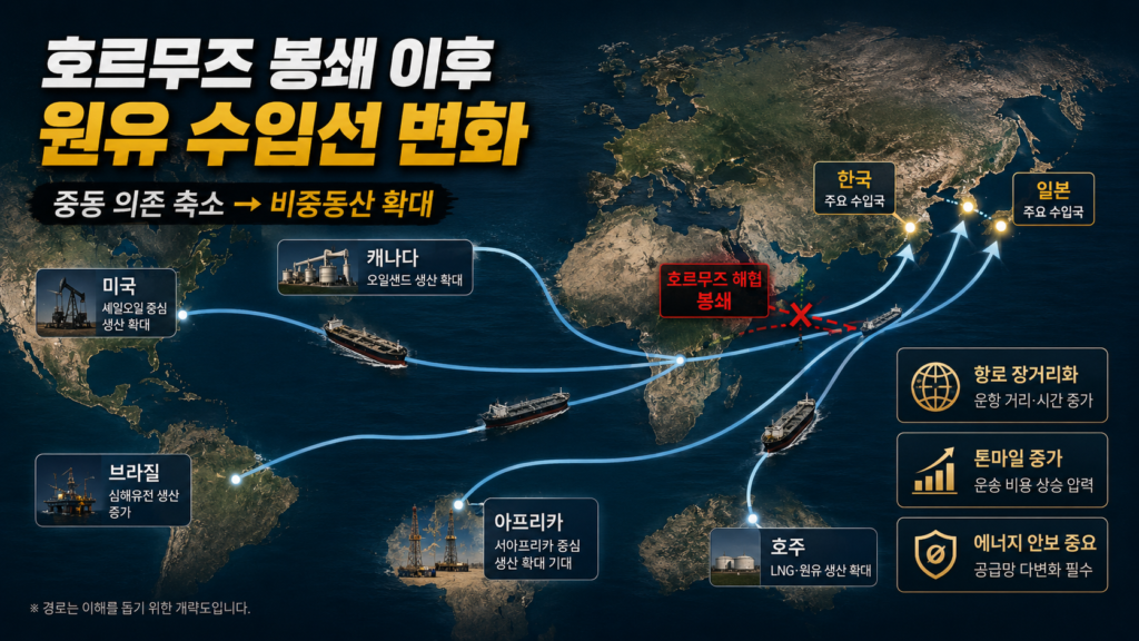 호르무즈 해협 봉쇄 이후 2026년 4월 한국 원유 수입 변화