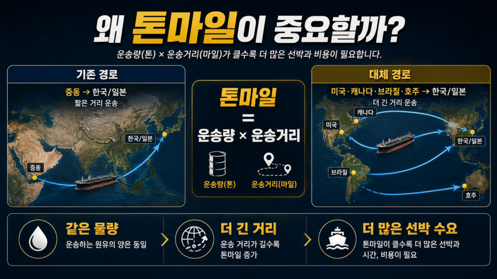 호르무즈 해협 봉쇄에 따른 톤마일 증가와 탱커 운임 상승